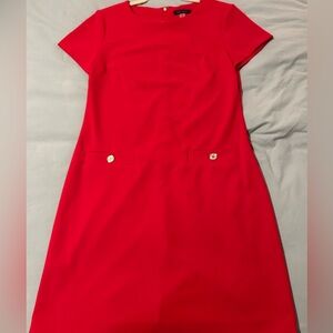 Rosy pink t-shirt above-knee work dress